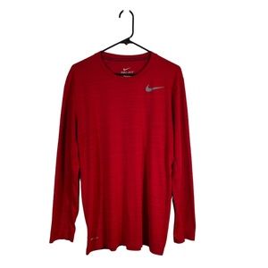 Nike Dri Fit Pro-Training Shirt Long sleeve Heather Red Crew neck